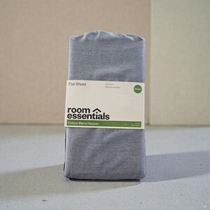 Room Essentials Cotton Blend Sateen Flat Sheet in Gray